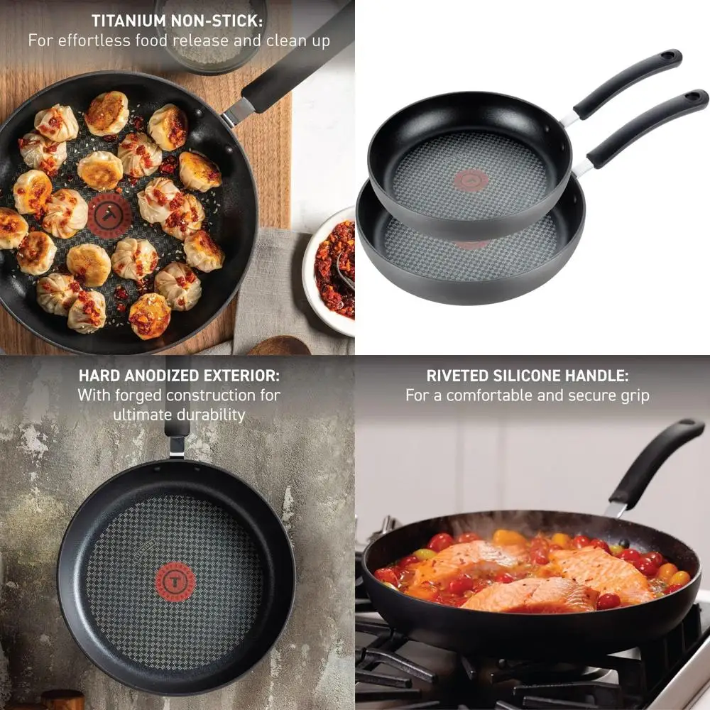 

Nonstick 2-Piece Fry Pan Set, 10 & 12 Inch, Oven Safe to 400F, Dishwasher Safe, Grey Kitchen Cookware