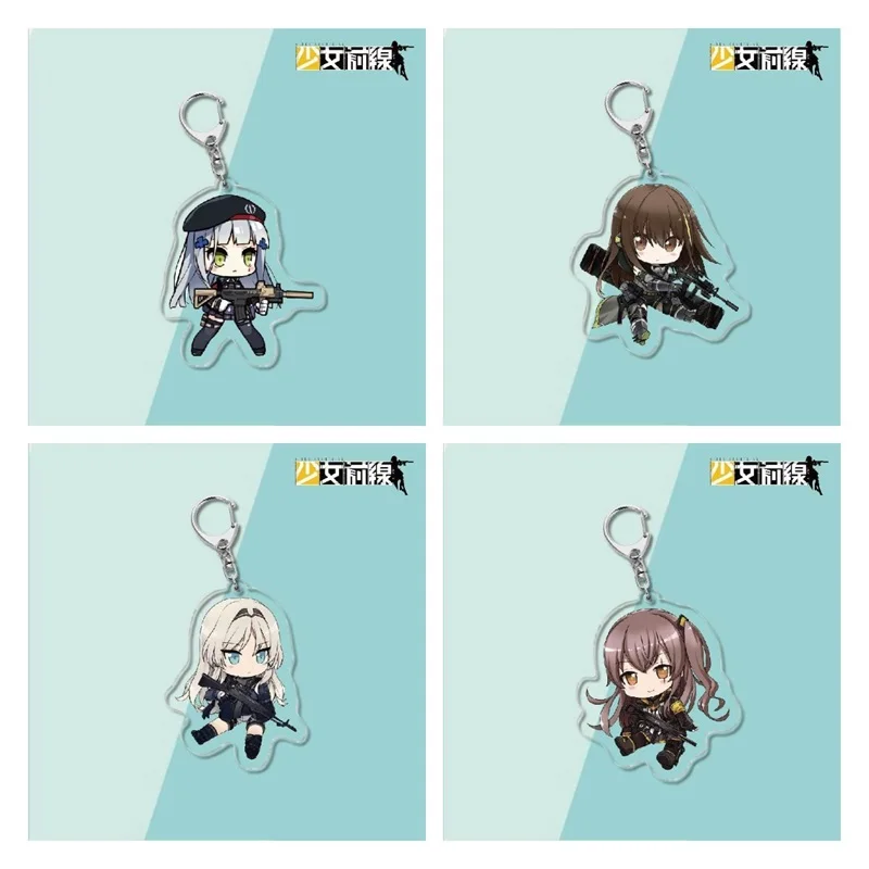 DOLLS' FRONTLINE Q Version Anime Figures HKM4 UMP45 M16A1 Cosplay Acrylic Keychains Kawaii Bag Pendant Decor Fans Birthday Gift