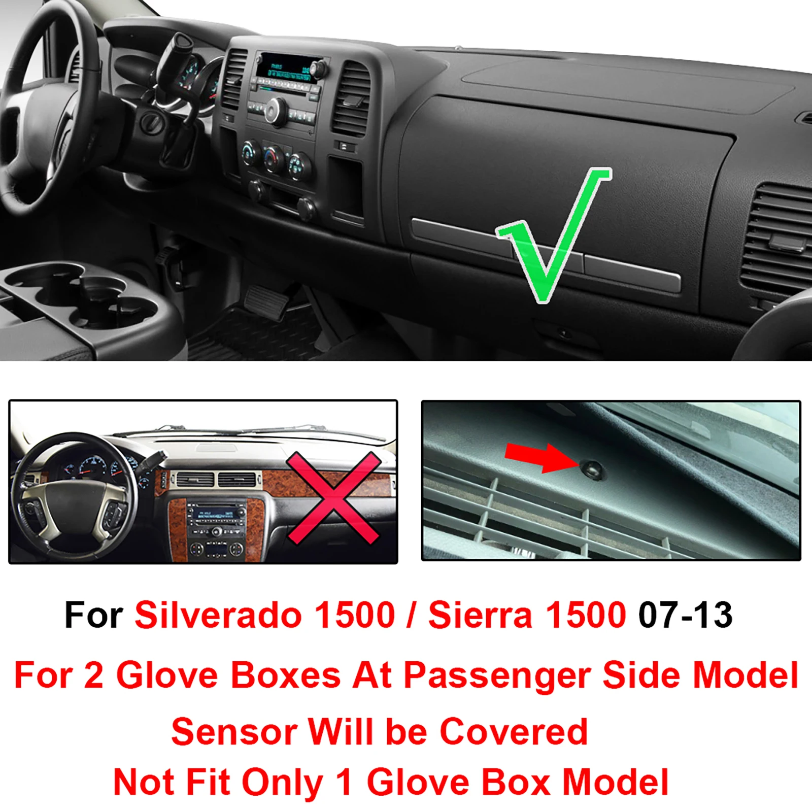 For Chevrolet Silverado 1500 LT HD WT 4x4 2007 - 2013 Dashboard Cover Dashmat Dash Mat Pad Sun Shade Dash Board Cover Carpet