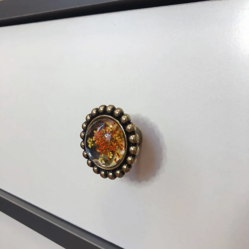 Resin Dried Flower Cabinet Handle Drawer Pull Furniture Knob Decorative Hardware