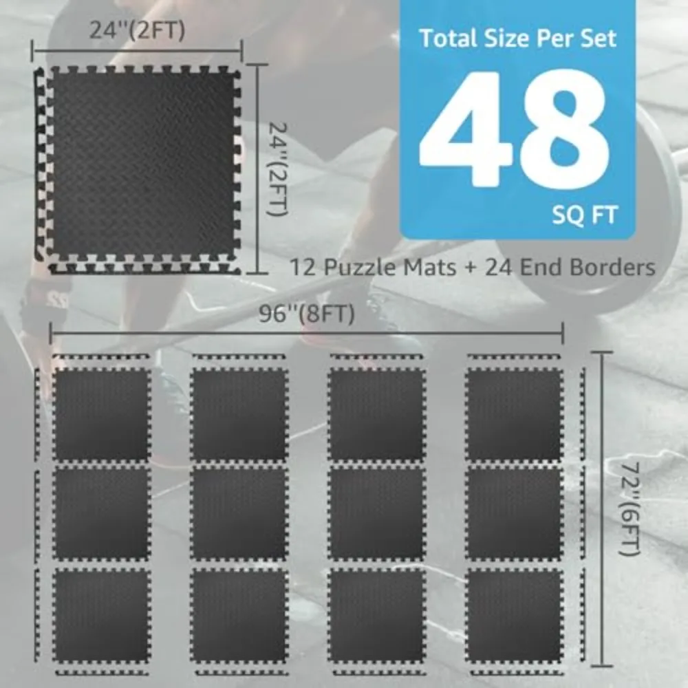 48 Sq.Ft Eva Puzzle Exercise Mats, 24