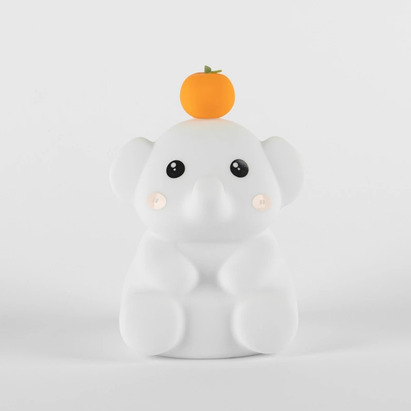AB09-Cute Elephant Lamp, Silicone Night Light With 30 Minutes Timer, Rechargeable Bedside Lamp With Touch Control