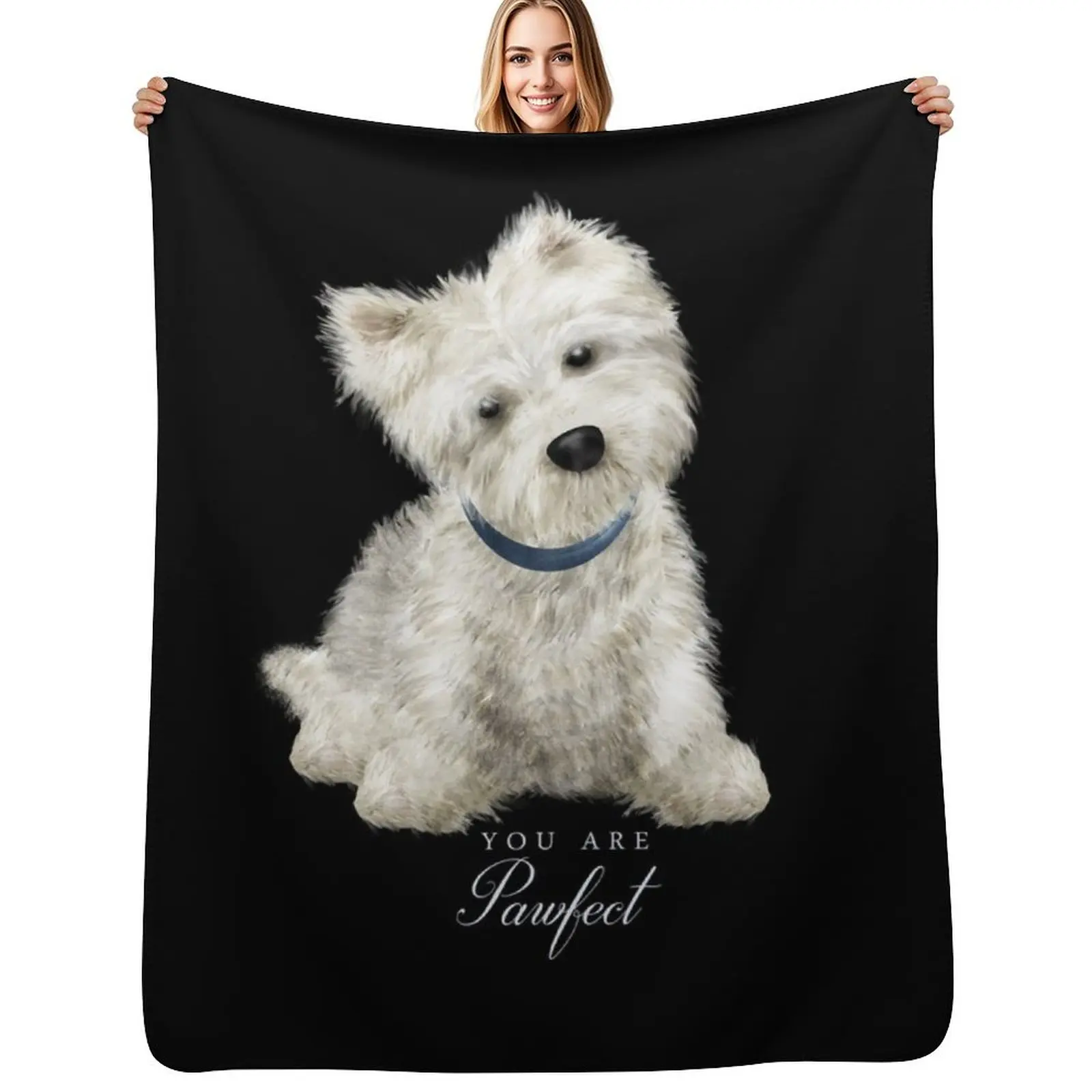 Pawfect lovely Westie Throw Blanket Cute Plaid Cute Shaggy For Baby Hair Furrys Blankets