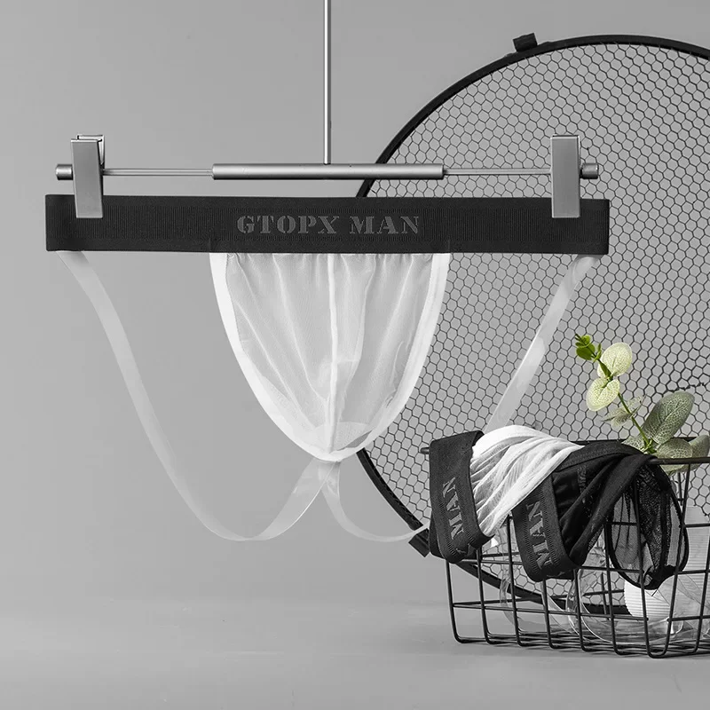 

Men's Bugle Pouch Thongs Mesh Transparent Male Lingerie Tanga Underwear Ice Silk Ropa Interior Hombre Jockstrap G String Bikini