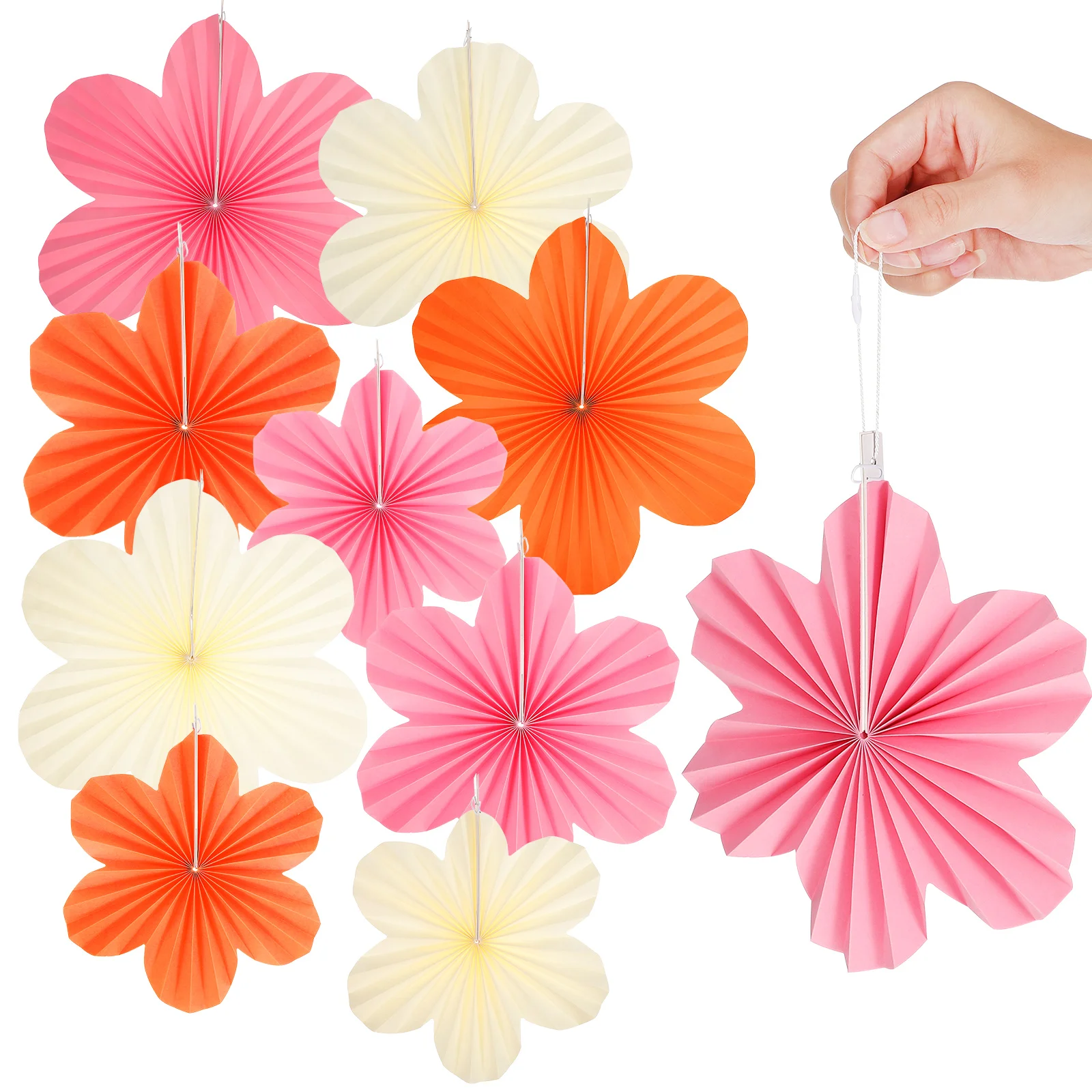 

9 Pcs Paper Decorations Beautiful Flowers Safe Lightweight Party Tissue Fans Birthday Wedding Baby Shower Decor DIY