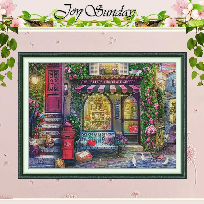 

Chocolate Love Letters Shop Patterns Counted Cross Stitch Set 11CT 14CT 16CT HD Stamped Cross-stitch Kit Embroidery Needlework