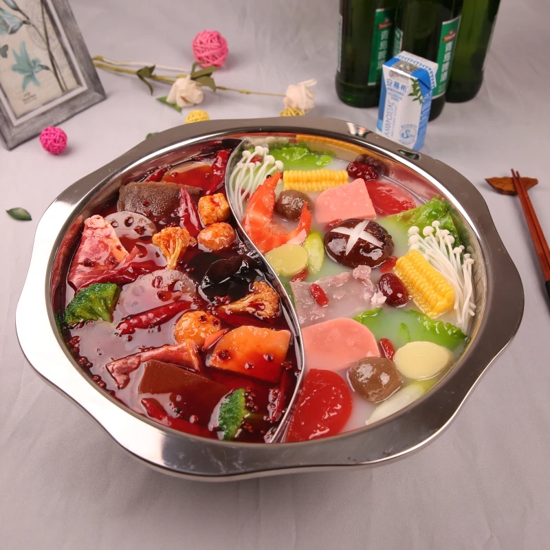 

Simulation of mandarin duck pot display samples, fake dishes, hot pot ingredients, props, restaurant ornaments