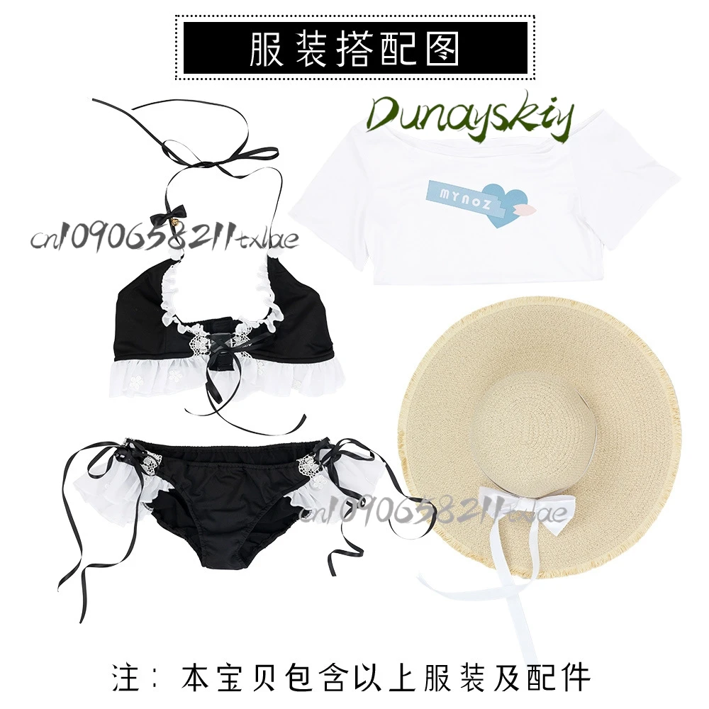 VTuber Amane Tama Amiya ملابس السباحة التأثيرية مجموعة ملابس السباحة شعر مستعار أنيمي لعبة الزي لصيف الشاطئ وحفلات الهالوين