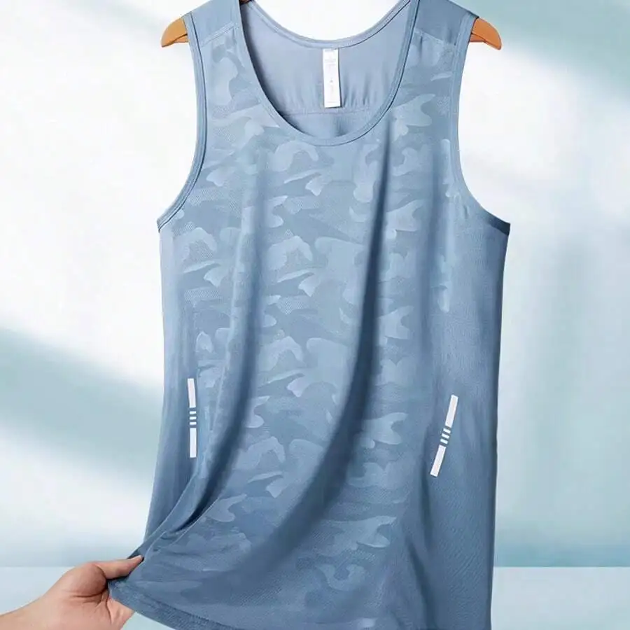 

3pcs Mens Sleeveless Tank Tops Ice Silk Fabric Quick Dry Breathable Lightweight Sports Running Casual Wear