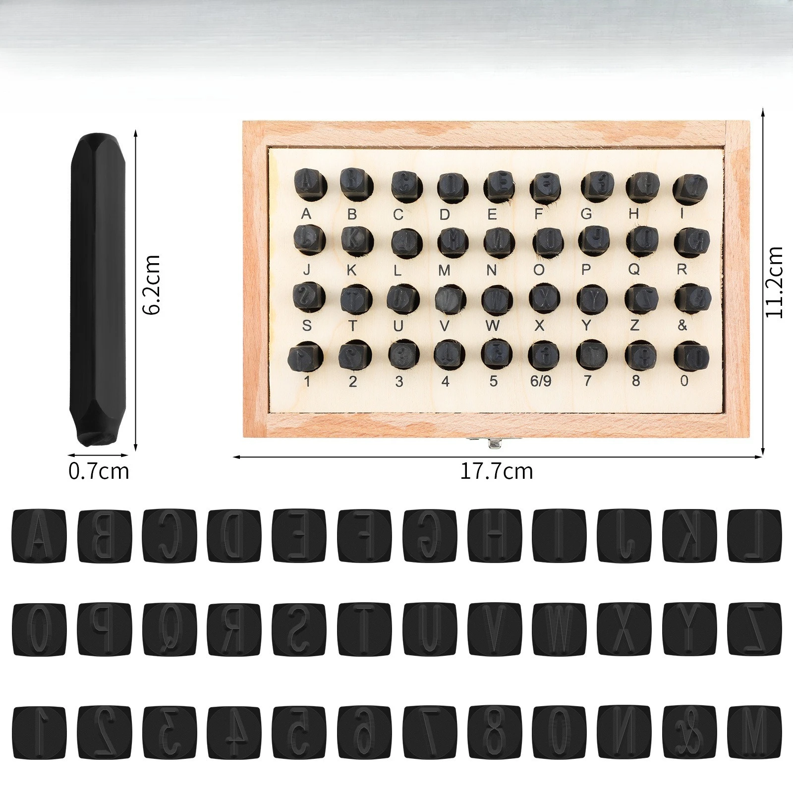 36 Pcs Letter and Number Metal Stamp Set Alphabet A-Z and Number 0-9 and Symbol Iron Uppercase Stamps Punch