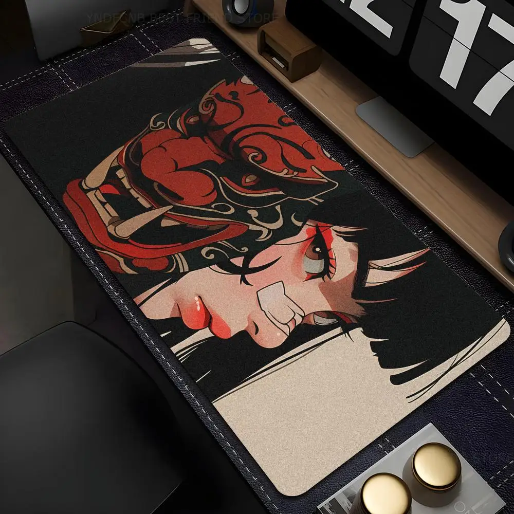 Anime Samurai Máscara Grande Computador Mousepad, Acessórios Para Jogos, Esteiras De Mesa, Anti-Slip, Laptop, Macio, Ratos Pad