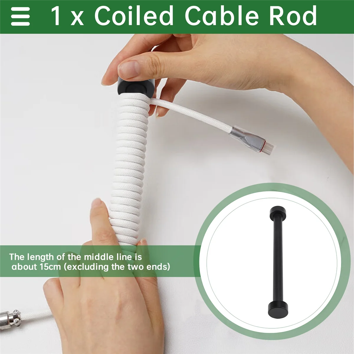 FZFZ 코일 키보드 케이블 보호 막대 코일 키보드 케이블 웨이트 로드 릴 스틱 케이블 정리기 와인더 블랙