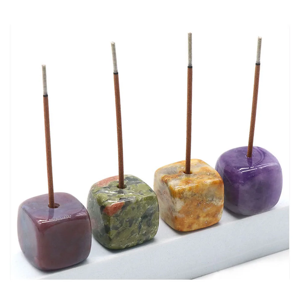 Fashion jewelry Square Natural Quartz Stone Incense Holder Healing Agate Crystal Incense Base Gemstone Decoration mixed 10pc