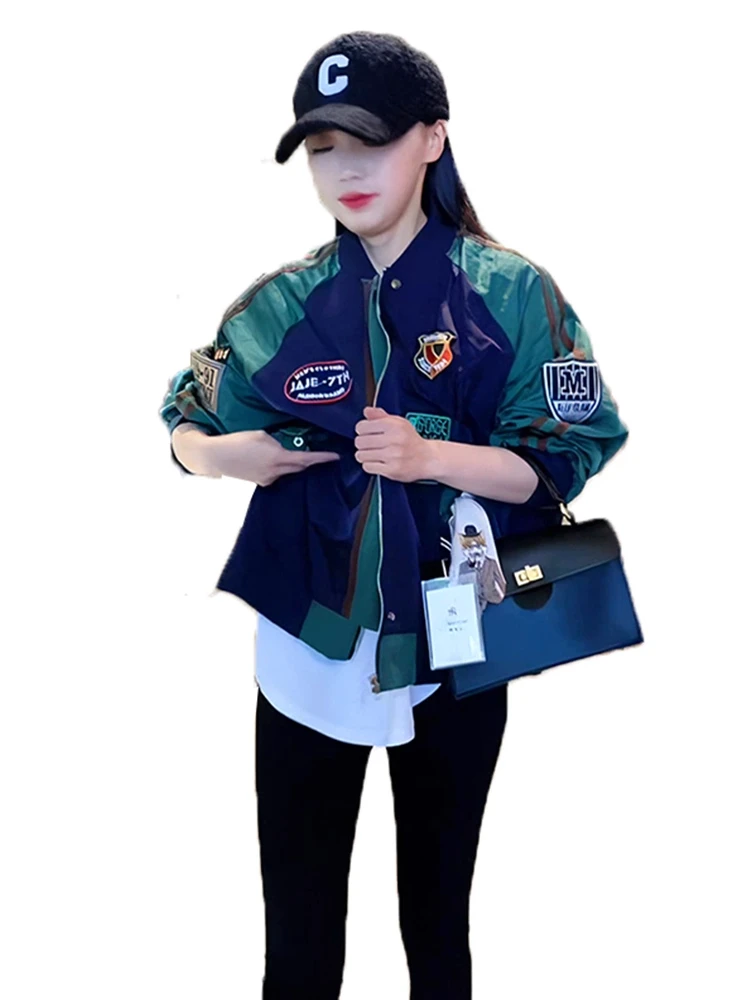 트렌디한 야구 재킷 여성용 봄 가을 2026 신상 하이 스트리트 스포츠 아우터웨어 패치워크 출퇴근 스타일 롱...