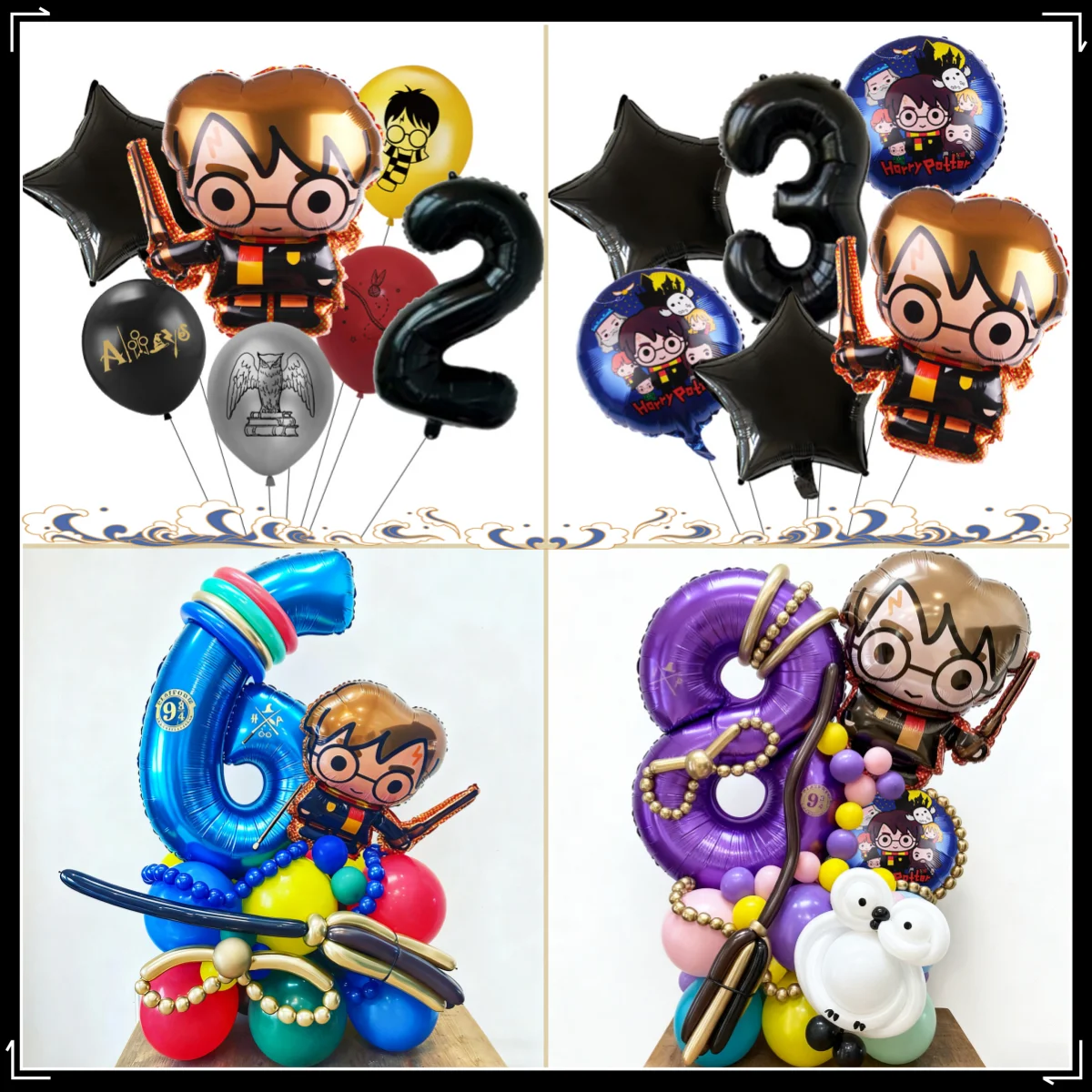 Colonne de Ballon d'école de magicien magique 32 pouces numéro noir 0-9ème enfants anniversaire bébé douche fête cadeau décoration de noël Globos