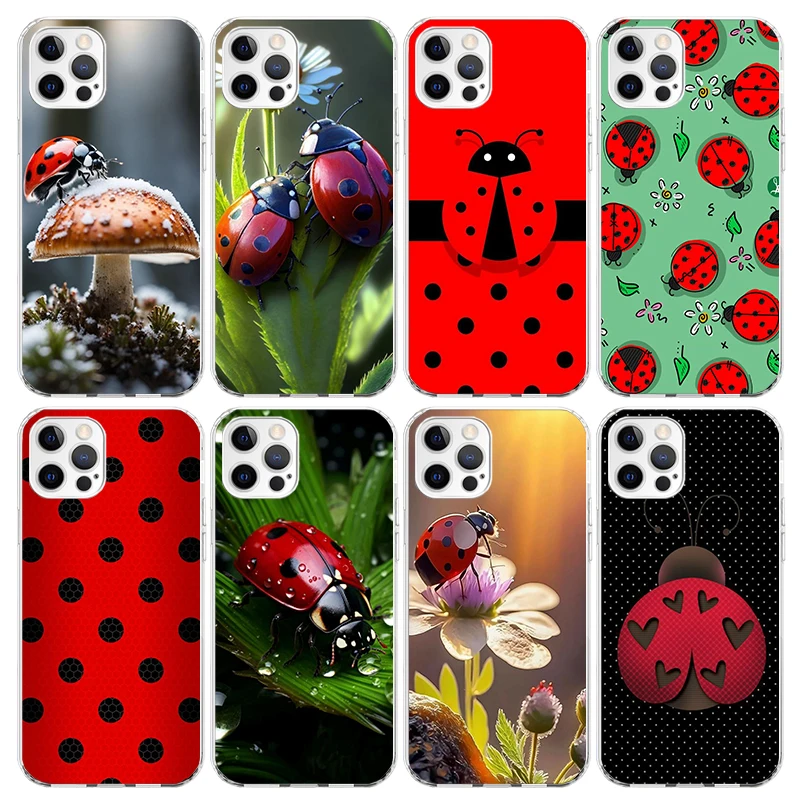 Insect Seven-Star ladybug Phone Case For Apple iPhone 11 13 14 15 16 12 Pro Max SE X XR XS 7 8 Plus Pattern Soft TPU Back Cover 