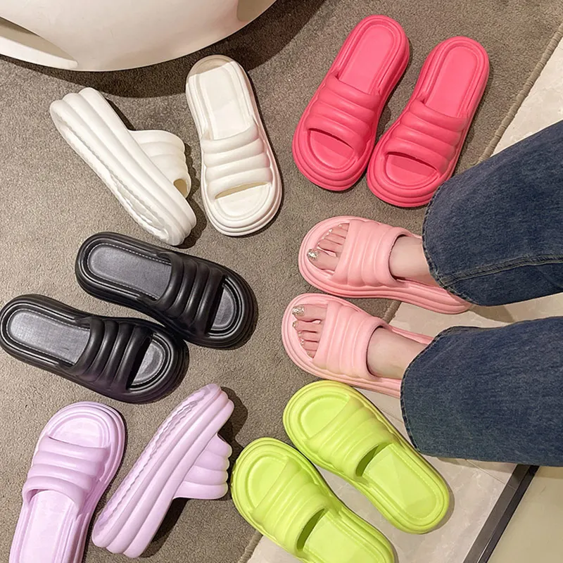 Womens Platform Slippers Outdoor Solid color Summer Slippers Women Fashion Ins Home Anti-Slip Slippers Shoes For Girls