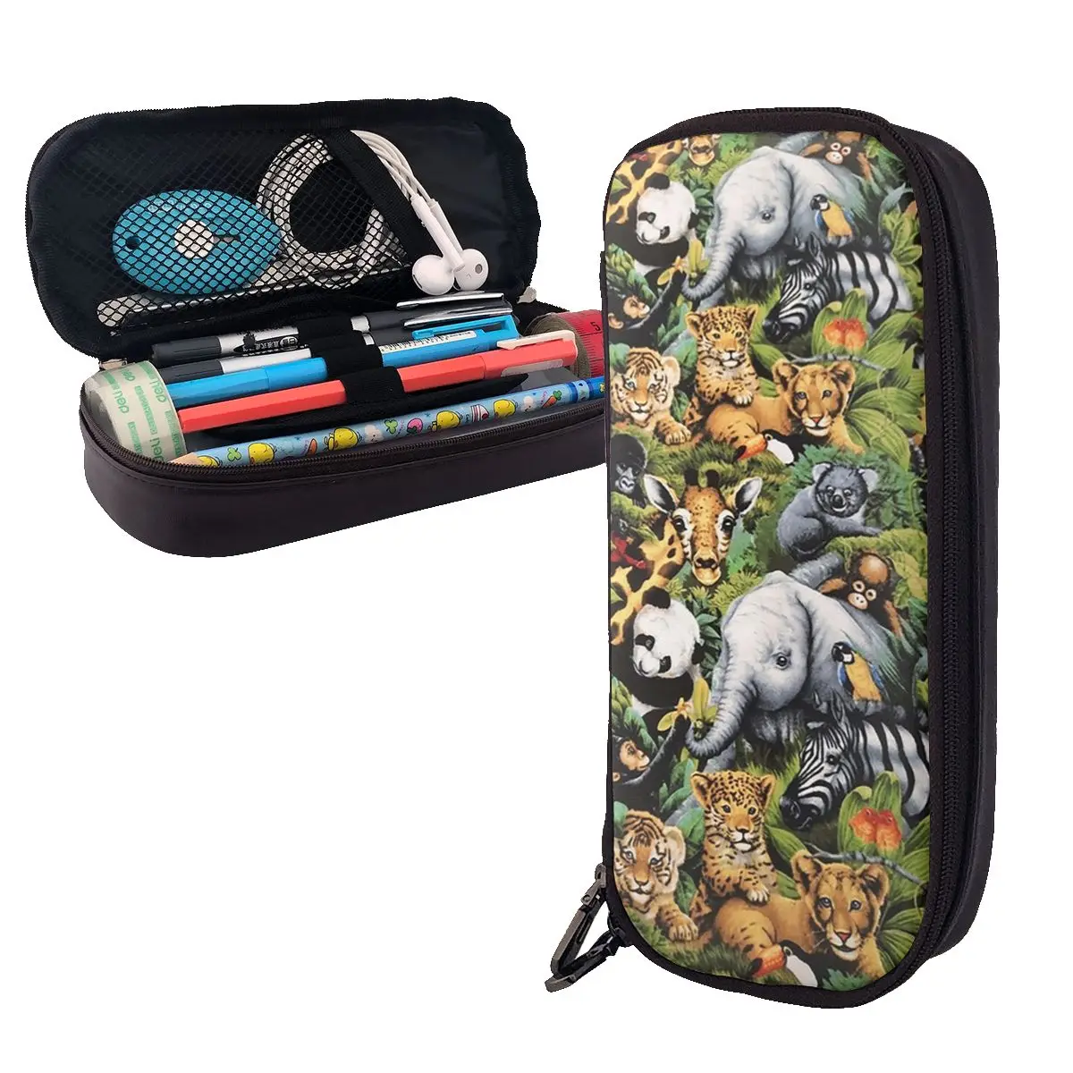

SAFARI Leather Pencil Case Pencil Pouch Storage Stationery Supplies Pen Box Pencil Bag for Boy Girl School