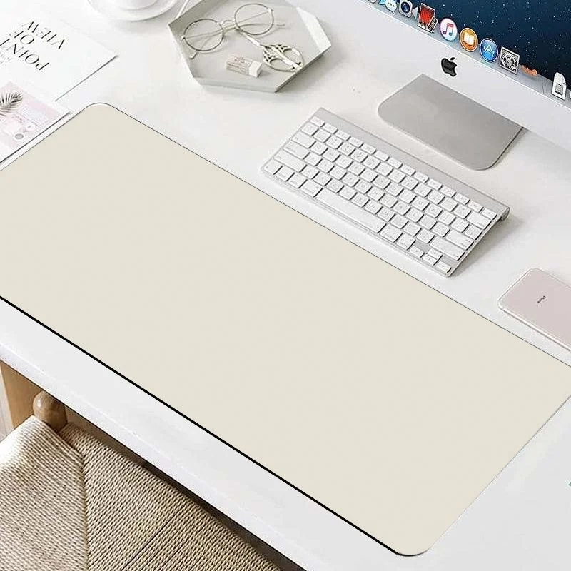 VIKAMA Solid Cream Grey Large Mouse Pad Non Slip Waterproof Keyboard Desk Mat Neutral Office Desk Protector Decor Pad
