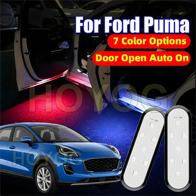 Fit for Ford Puma 2019-2026 USB Rechargeable Wireless Car Door Welcome Lamp featuring a Magnetic Sensor for Puddle Lighting