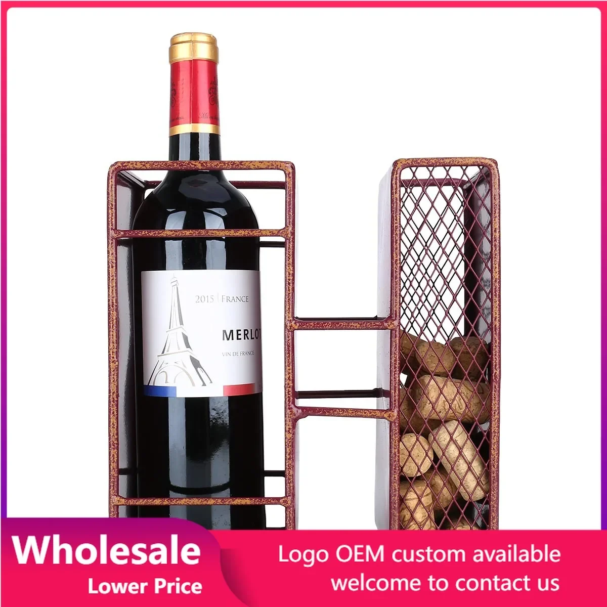 Metal Wine Rack Home Living Decoration Ornaments Cork Storage Organization Creative Retro Letters HOME Wrought Iron Wine Rack