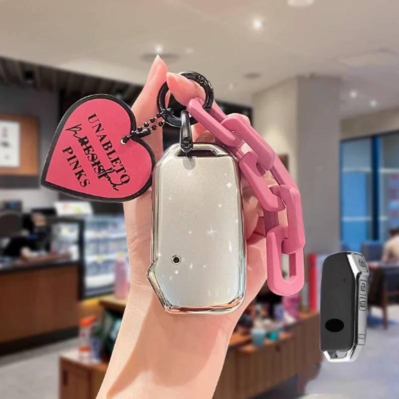 

Flowing Sand Silver For Kia Sportage Cerato 2020 K5 K8 K3 Kx5 KX3 KX7 Kx1 Seltos Remote Car Key Case Cover Holder Accessories