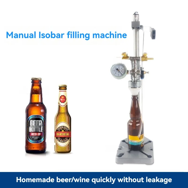 Manual Isobaric Filling Machine For Sparkling Water Mini Factory Low Cost Hand Operated Pressure Equalizing Bottling Device