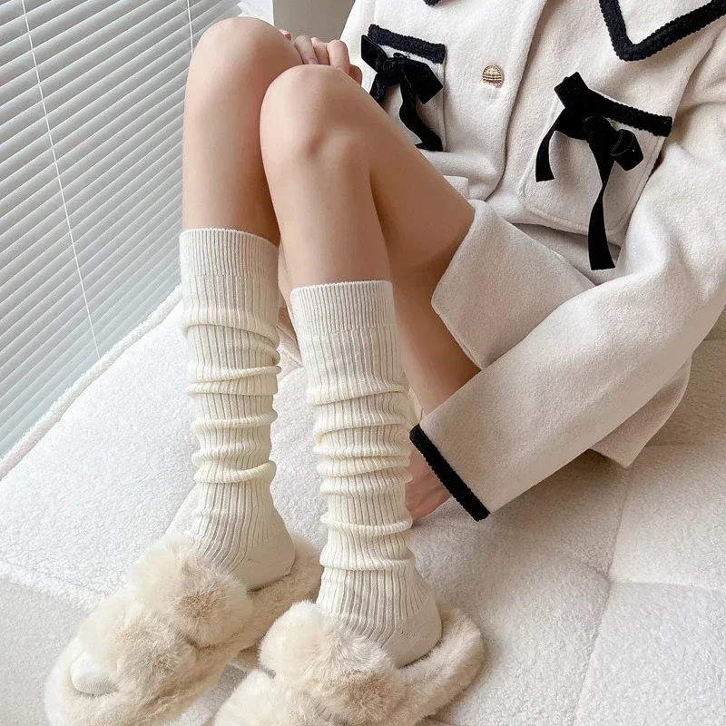 

Wool Thigh Stocking Skinny Casual Cotton Over Knee-High Fluffy Women Long Socks Cashmere Women Boot Solid Female Long Knee Sock