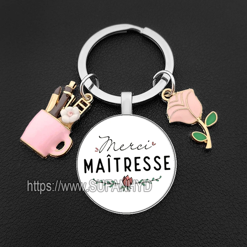 French Teachers Appreciation Keychains Gift for Teacher Thank You Professor Key Chain In French