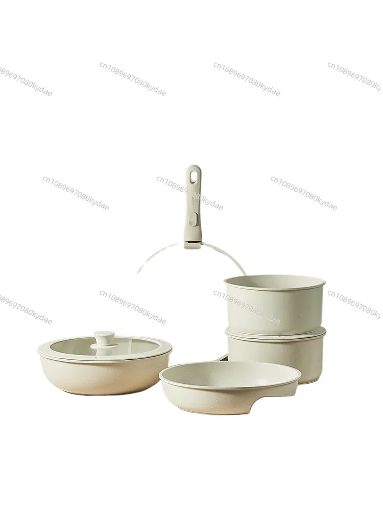 

Removable Handle Non-stick Pan Household Pot Set Three-piece Handle Removable Pan Set Wok