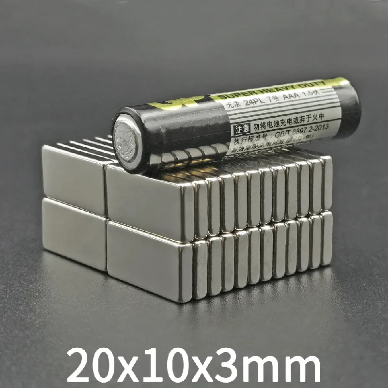 10/20Pcs 20x10x3mm Block Rectangular Magnet 20mm X 10mm X 3mm Super Powerful Strong Magnetic Permanent 20*10*3 for Fridge, DIY