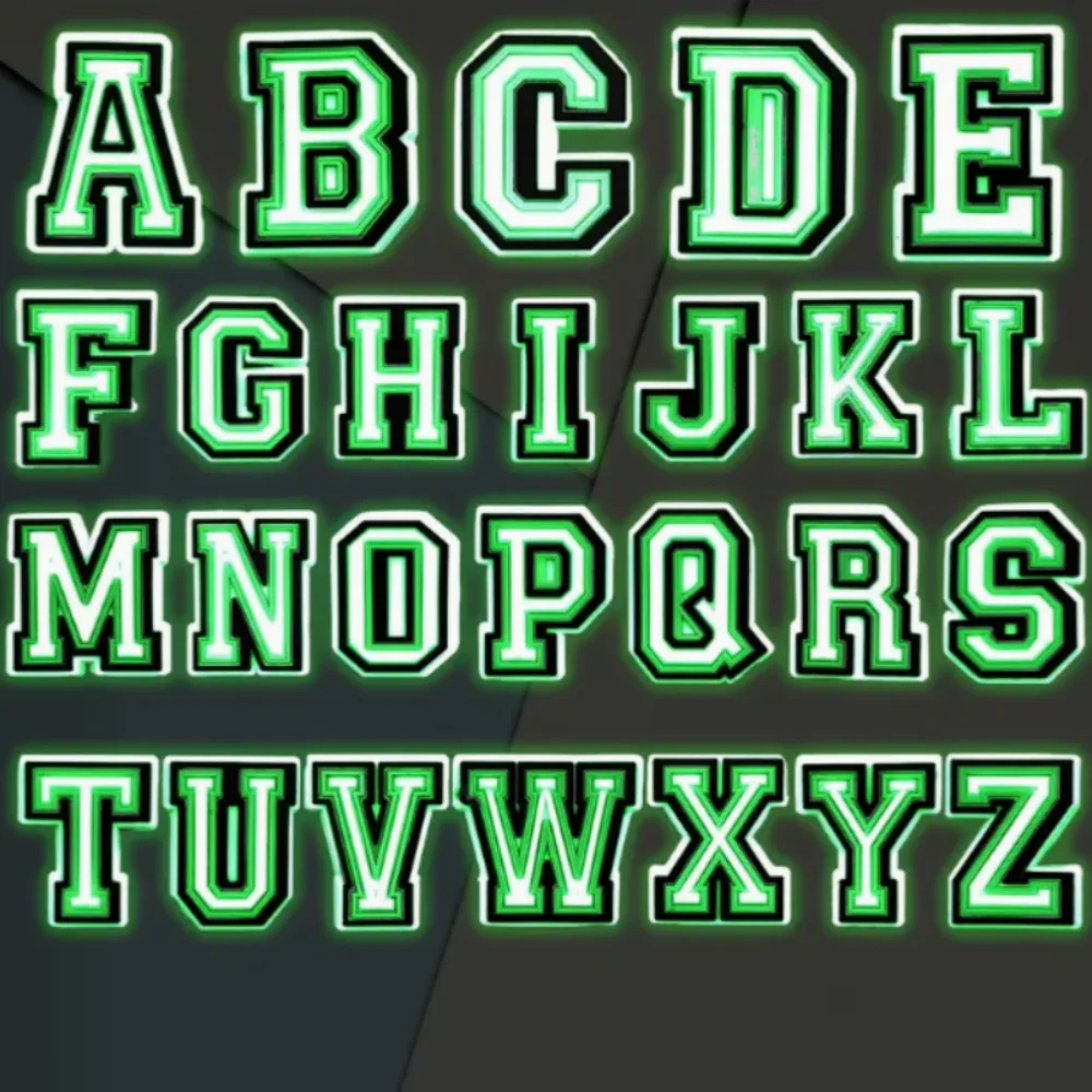 1/26pcs Luminous Letter Shoe Charms Decorations for Fluorescence Alphabet Pins Shoe Accessories Charm Boys Girls Kids Xmas Gifts image 2