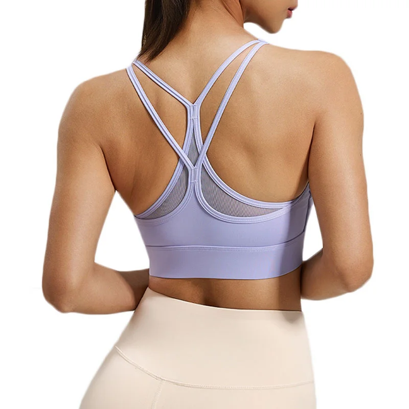 PofyBofy Criss Cross Back Yoga Crop Top Gym Bra Strappy Sports Bras for Women Crisscross Back Medium Support Yoga Bra Unpadded