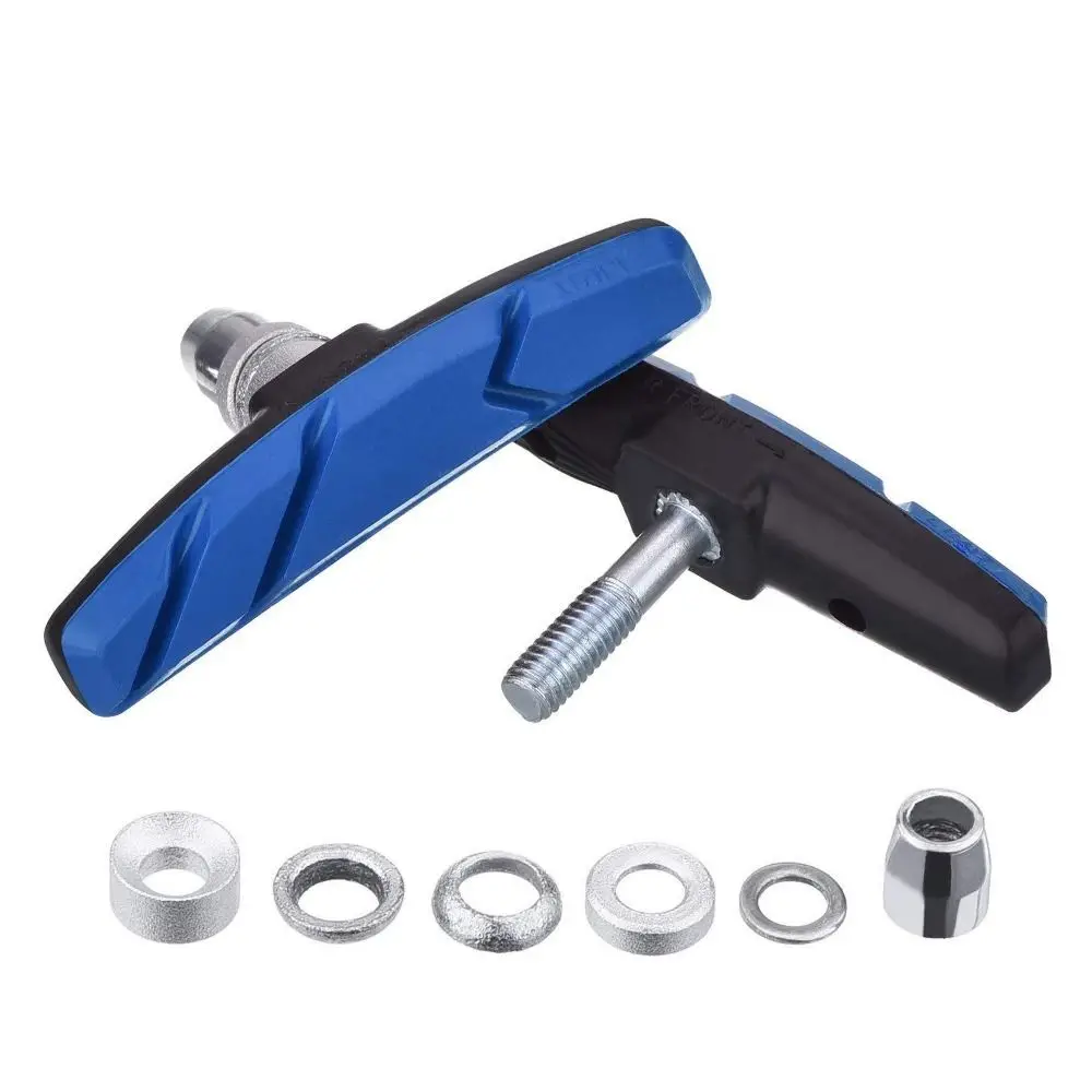 1Pair Rubber+Metal Bicycle Silent Brake Pads 3Colors Long-lasting Bicycle V Braking Pads Durable Cycling V Brake Holder Pads