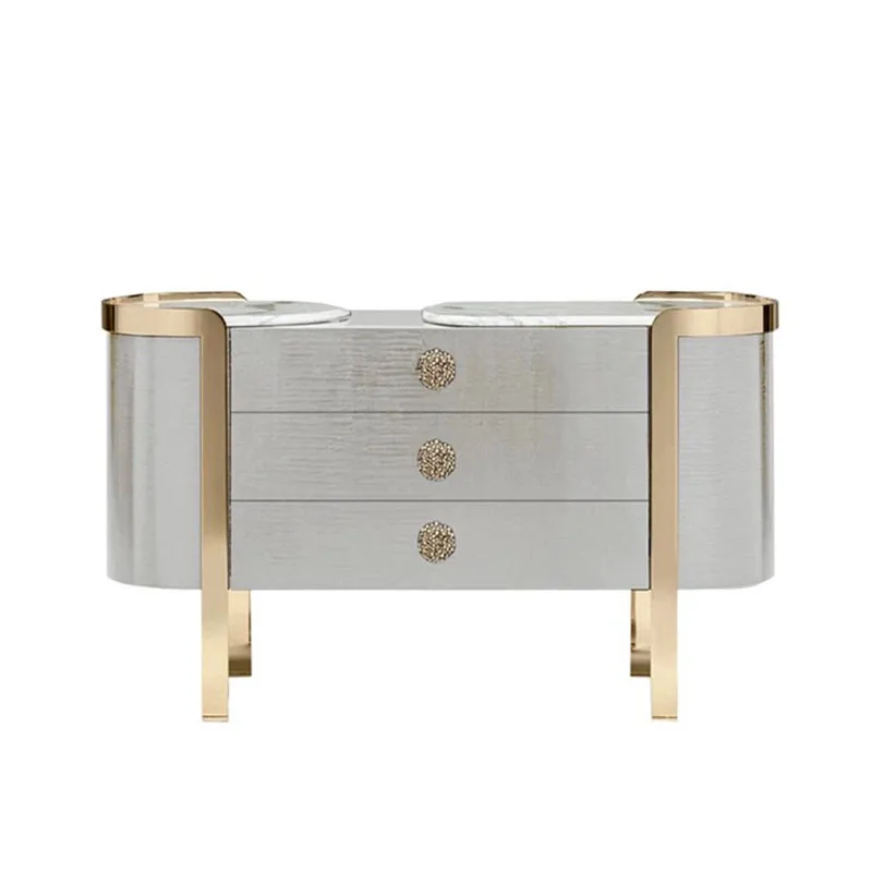 entrance cabinet designer Italian solid wood decorative dining side cabinet bedroom marble storage chest cabinet