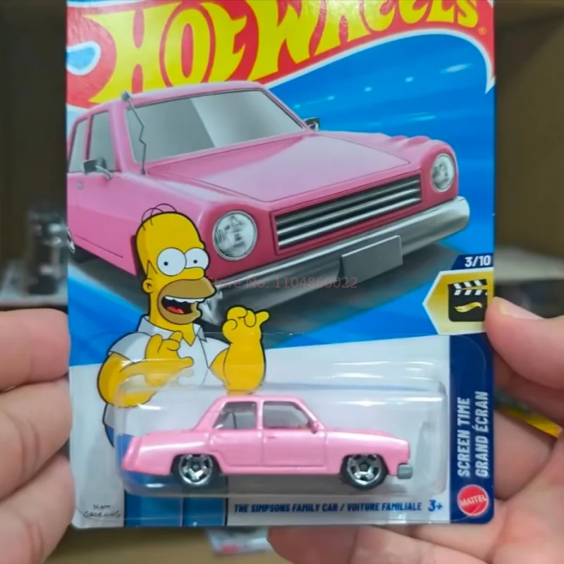 Original Hot wheels 1/64 The Simpsons Family Car Pink Alloy Diecast Toy Car 2026 E C4982 Series Collectible Vehicle For Boys