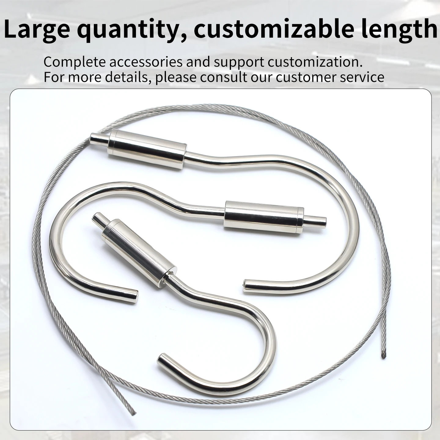 Picture 6: Adjustable automatic hook, stainless steel cable suspension kit, metal rope for lamp suspension, 1.5mm steel wire rope