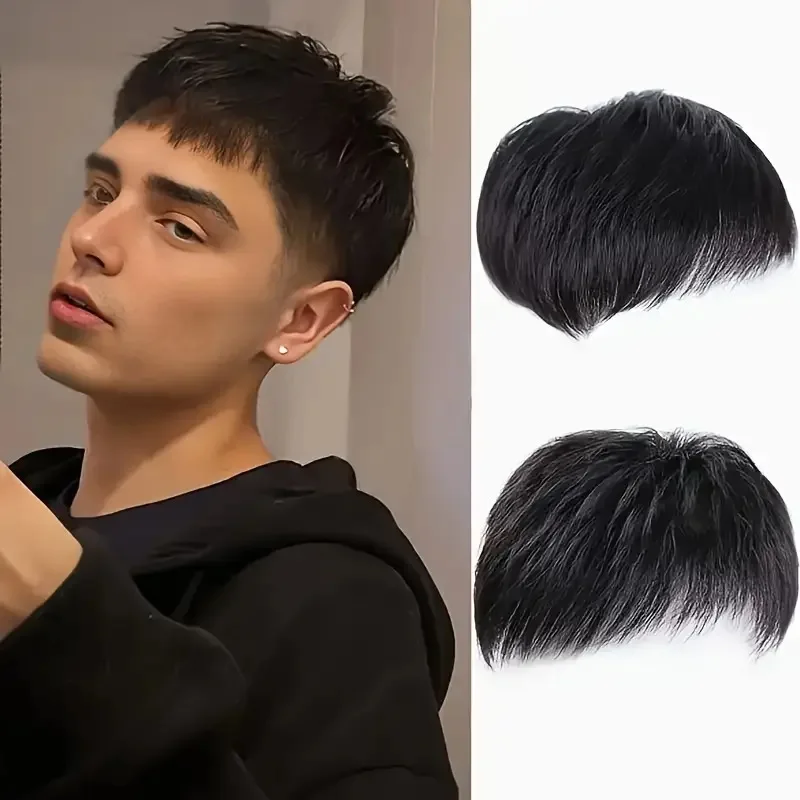 Men Wig Male Bald Patch Hairpiece Overhead Replacement Block Invisible Seamless Toupee Hair for Men Anti-Wind Clip