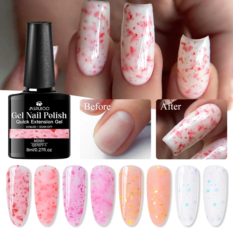 8ml Glitter Quick Extension Gel Nail Polish Construct UV Hard Gel Semi Permanent Acrylic Extension Gel Varnish Nail Supplies DIY