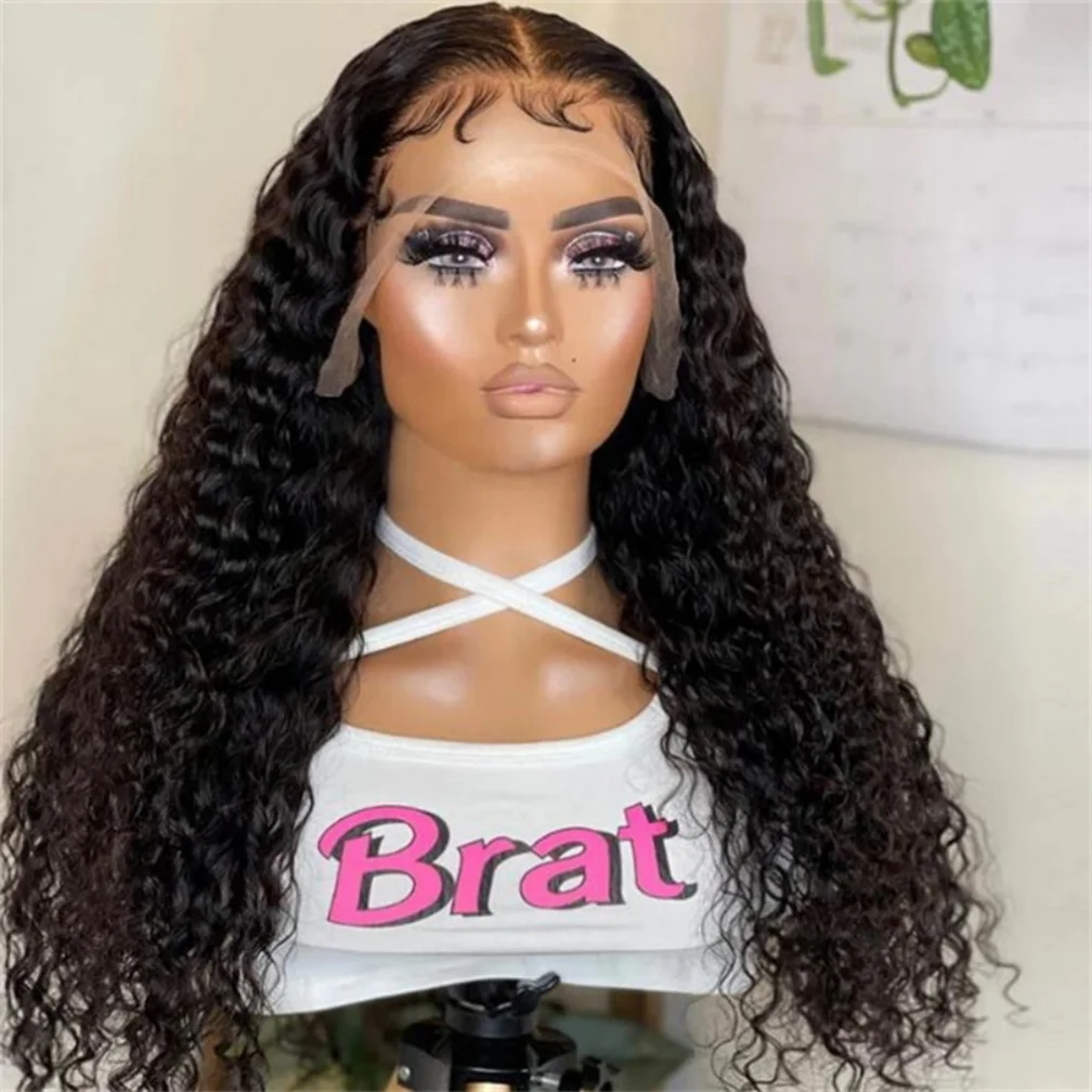 

Black Kinky Curly 26Inch 180%Density 13*4*1 Lace Front Wigs For Women With Baby Hair Synthetic Fiber Daily Wear Wigs