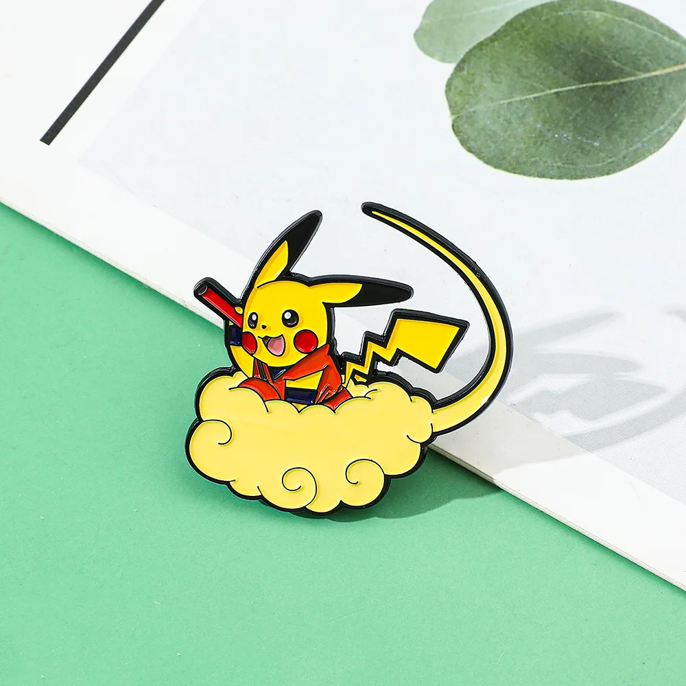 Cute Creative Anime Characters Monsters Elves Riding Clouds Enamel Badges Denim Jackets Brooches Jewelry Accessories