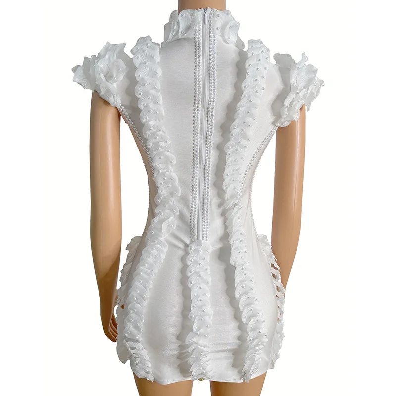 Pure White Temperament Princess Dress Model Catwalk Party Banquet Modern Dance Stage Performance Clothes Music Festival Mitzvah