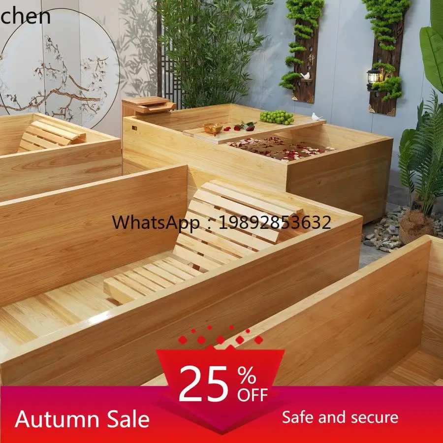 

Bathroom Hinoki Wood Bathtub Soaking Square Tub Bathing Shower