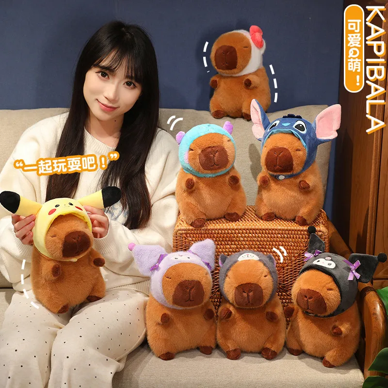 22 سنتيمتر ديزني غرزة البوكيمون بيكاتشو كورومي قبعة كابيبارا ألعاب من نسيج مخملي الكرتون محشوة الحيوان مرحبا كيتي كابيبارا بلوشي دمية الهدايا #6