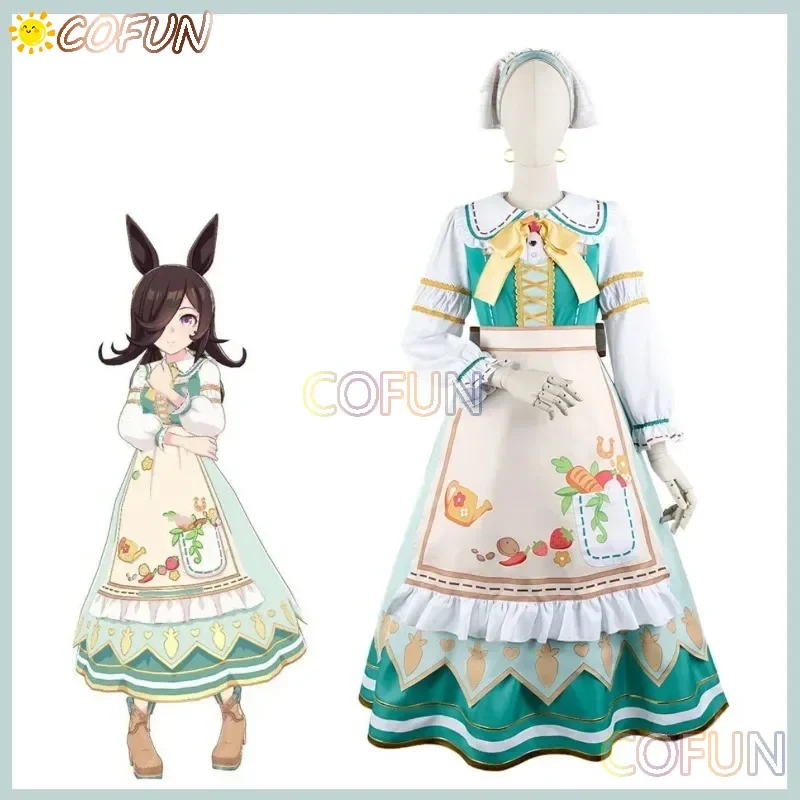 COFUN Game Umamusume: Pretty Derby Rice Shower Cosplay Costume Wig Maid Dress Loli Skirt Shoes Woman Cute Sexy Birthday Party Su