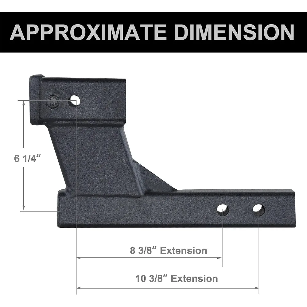 6.25 Inch Trailer Hitch Riser with 2 Inch Receiver, Adjustable Length, 7500 lbs Capacity