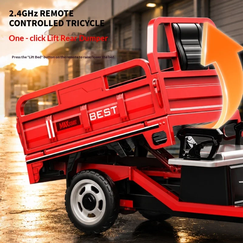 JRC C8843 RC Tricycle 2.4Ghz Alloy Full‑Size RC Vehicle Model with Simulated Cargo Transport High‑Elasticity Shock Absorbers