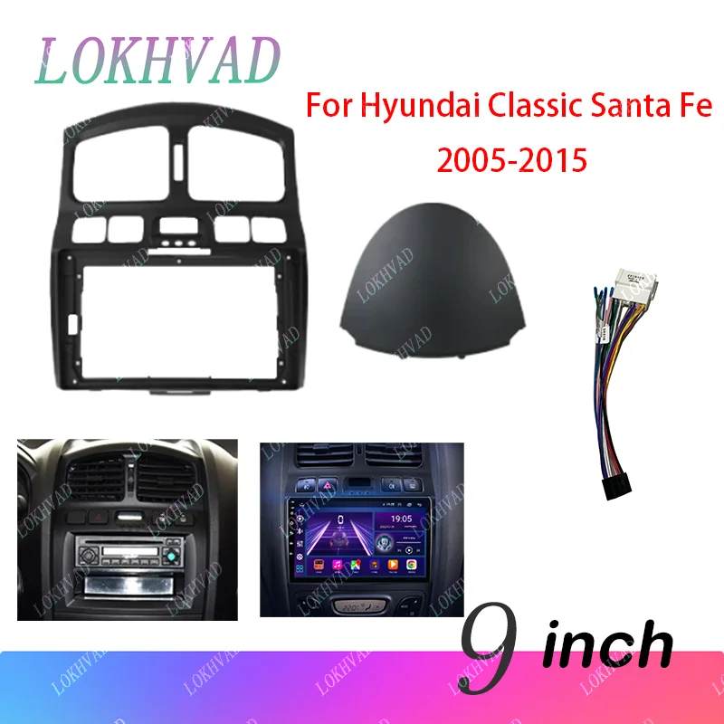 9 Inch Car Frame Fascia Adapter Android Radio Dash Fitting Panel Frame Kit For JAC S1 Hyundai Santa Fe Santafe 2000-2015