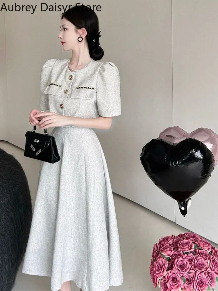 Elegante abito lungo Set donna moda coreana Vintage Office Lady Chic Formal Occasion Dress Casual Slim Evening Party Dress nuovo