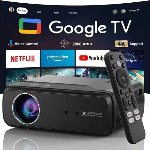 Imagen 1 del producto Proyector Portátil 4K UHD HDR10 Cine en casa Película Certificado por Google TV Gaming MemC al aire libre A prueba de polvo